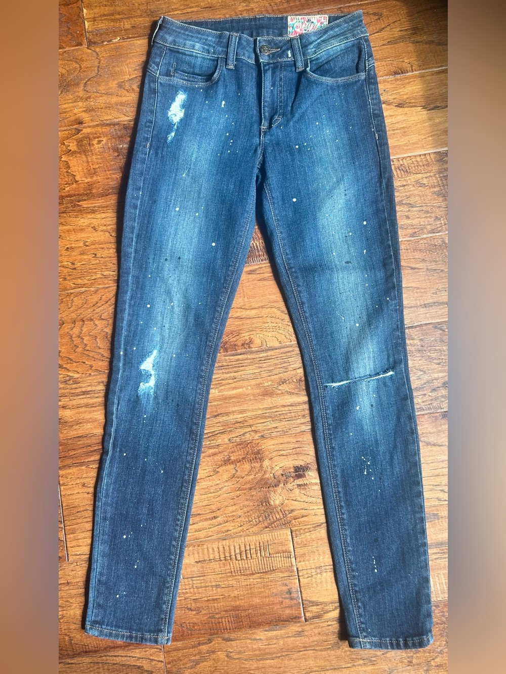 Siwy Indigo Skinny Jeans with White Paint-Splatter